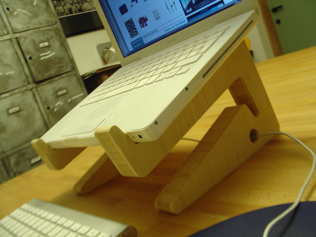 wooden laptop stand