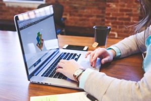 woman working on laptop