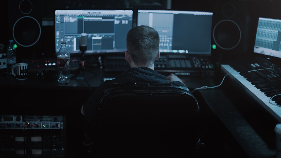 man working on a music studio